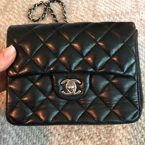 Chanel mini flap bag with silver hardware